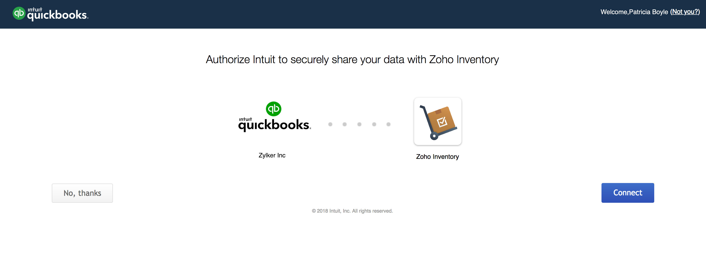 QuickBooks integration with Zoho Inventory